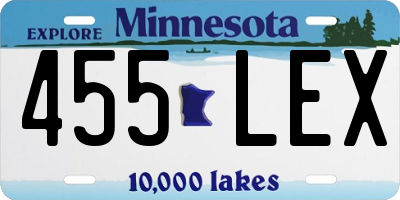 MN license plate 455LEX