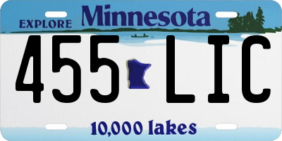 MN license plate 455LIC