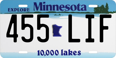 MN license plate 455LIF