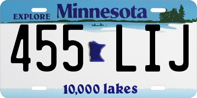MN license plate 455LIJ