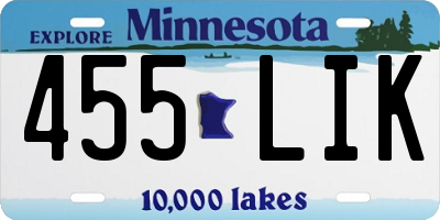 MN license plate 455LIK