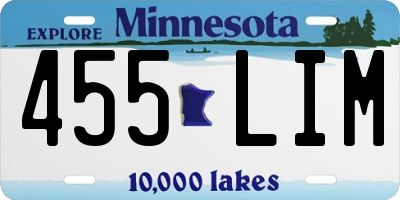 MN license plate 455LIM