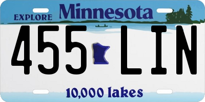 MN license plate 455LIN