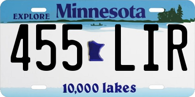 MN license plate 455LIR