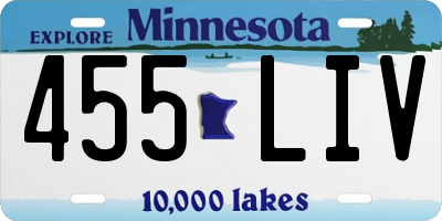 MN license plate 455LIV