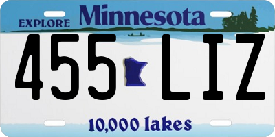 MN license plate 455LIZ