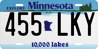 MN license plate 455LKY