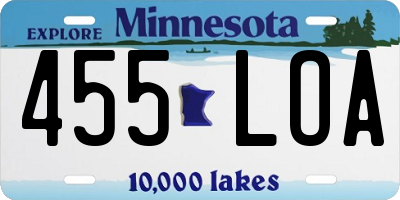 MN license plate 455LOA