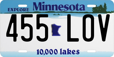MN license plate 455LOV