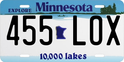 MN license plate 455LOX
