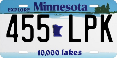 MN license plate 455LPK