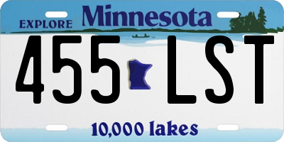 MN license plate 455LST