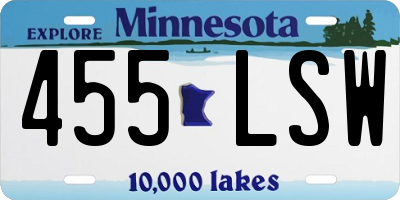 MN license plate 455LSW