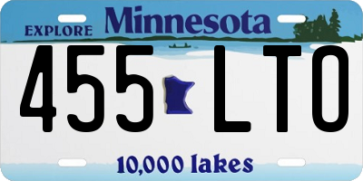 MN license plate 455LTO