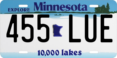 MN license plate 455LUE