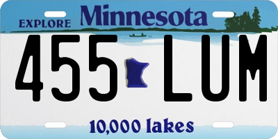 MN license plate 455LUM