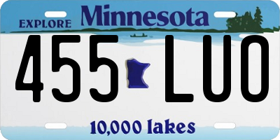 MN license plate 455LUO