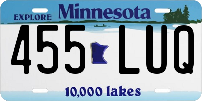 MN license plate 455LUQ