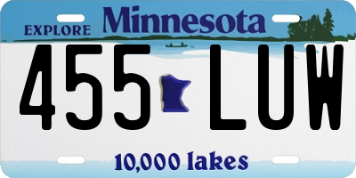 MN license plate 455LUW