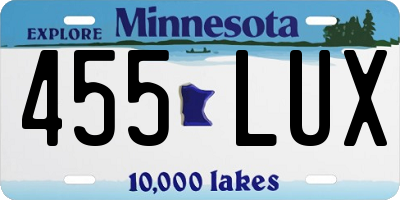 MN license plate 455LUX