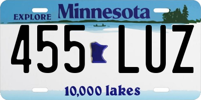 MN license plate 455LUZ