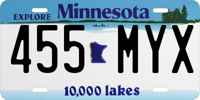 MN license plate 455MYX