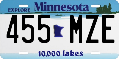 MN license plate 455MZE