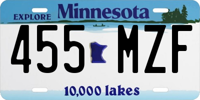 MN license plate 455MZF