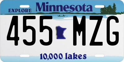 MN license plate 455MZG