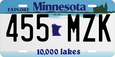 MN license plate 455MZK
