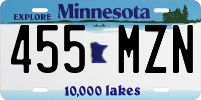 MN license plate 455MZN