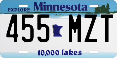 MN license plate 455MZT