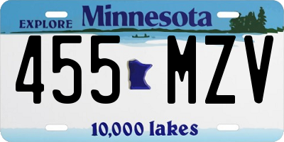 MN license plate 455MZV