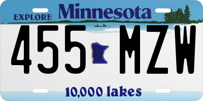 MN license plate 455MZW