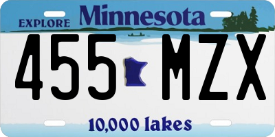 MN license plate 455MZX