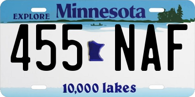 MN license plate 455NAF