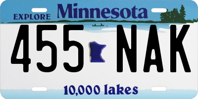 MN license plate 455NAK