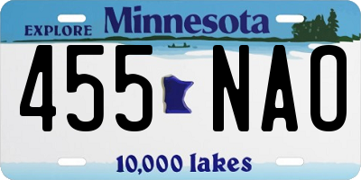 MN license plate 455NAO