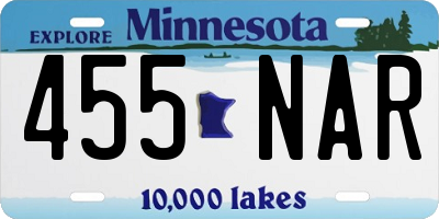 MN license plate 455NAR