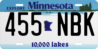 MN license plate 455NBK