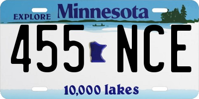 MN license plate 455NCE