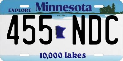 MN license plate 455NDC