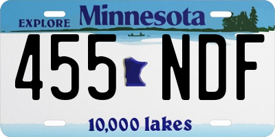 MN license plate 455NDF