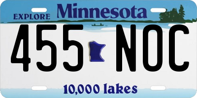 MN license plate 455NOC