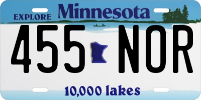 MN license plate 455NOR