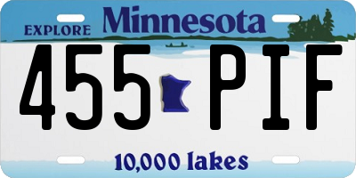 MN license plate 455PIF