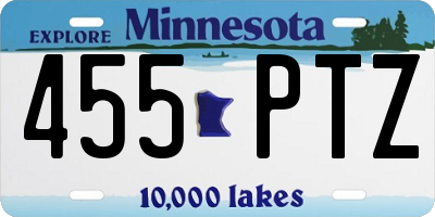 MN license plate 455PTZ