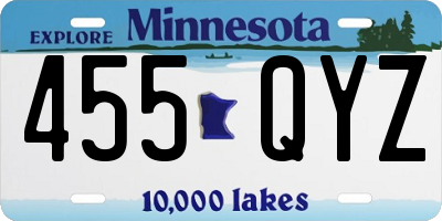 MN license plate 455QYZ