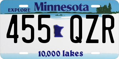 MN license plate 455QZR