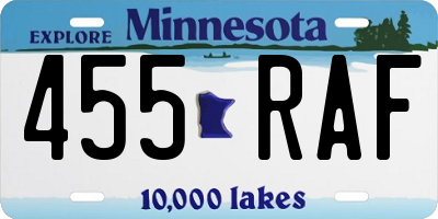 MN license plate 455RAF